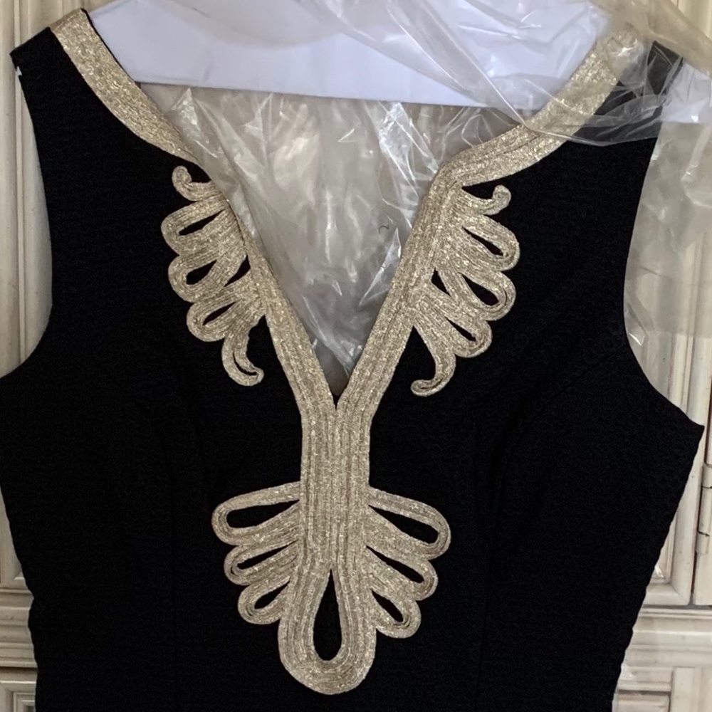 Lilly pulitzer black gold trim dress size 8